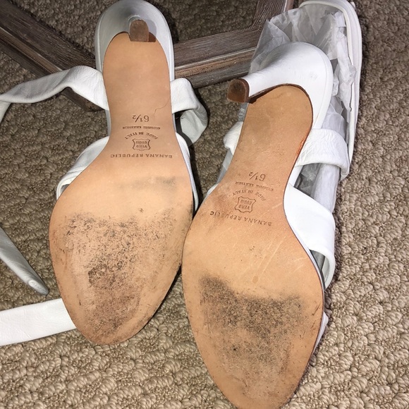 Banana Republic WHITE Soft Leather Ankle Wrap Heels/6.5 - Picture 7 of 8